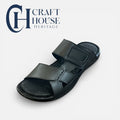 Handmade Medicated Slippers for Men – Black | Foam Padded Sole | Waterproof | Hand Stitched-D2