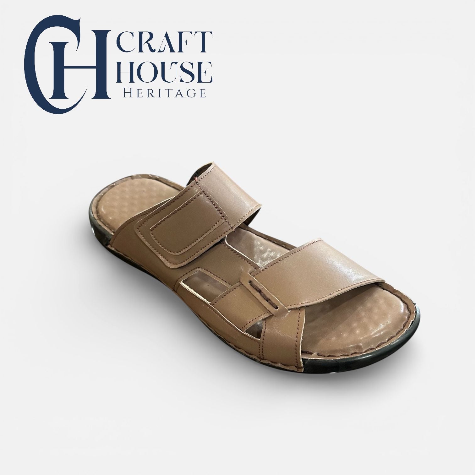 Handmade Medicated Slippers for Men – Black | Foam Padded Sole | Waterproof | Hand Stitched-D2