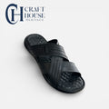 Handmade Medicated Slippers for Men – Black | Foam Padded Sole | Waterproof | Hand Stitched