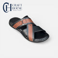 Handmade Medicated Slippers for Men – Black | Foam Padded Sole | Waterproof | Hand Stitched-D7