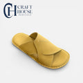 Handmade Leather Medicated Slippers for Men – Soft Sole Comfortable Daily Wear - LB Yellow
