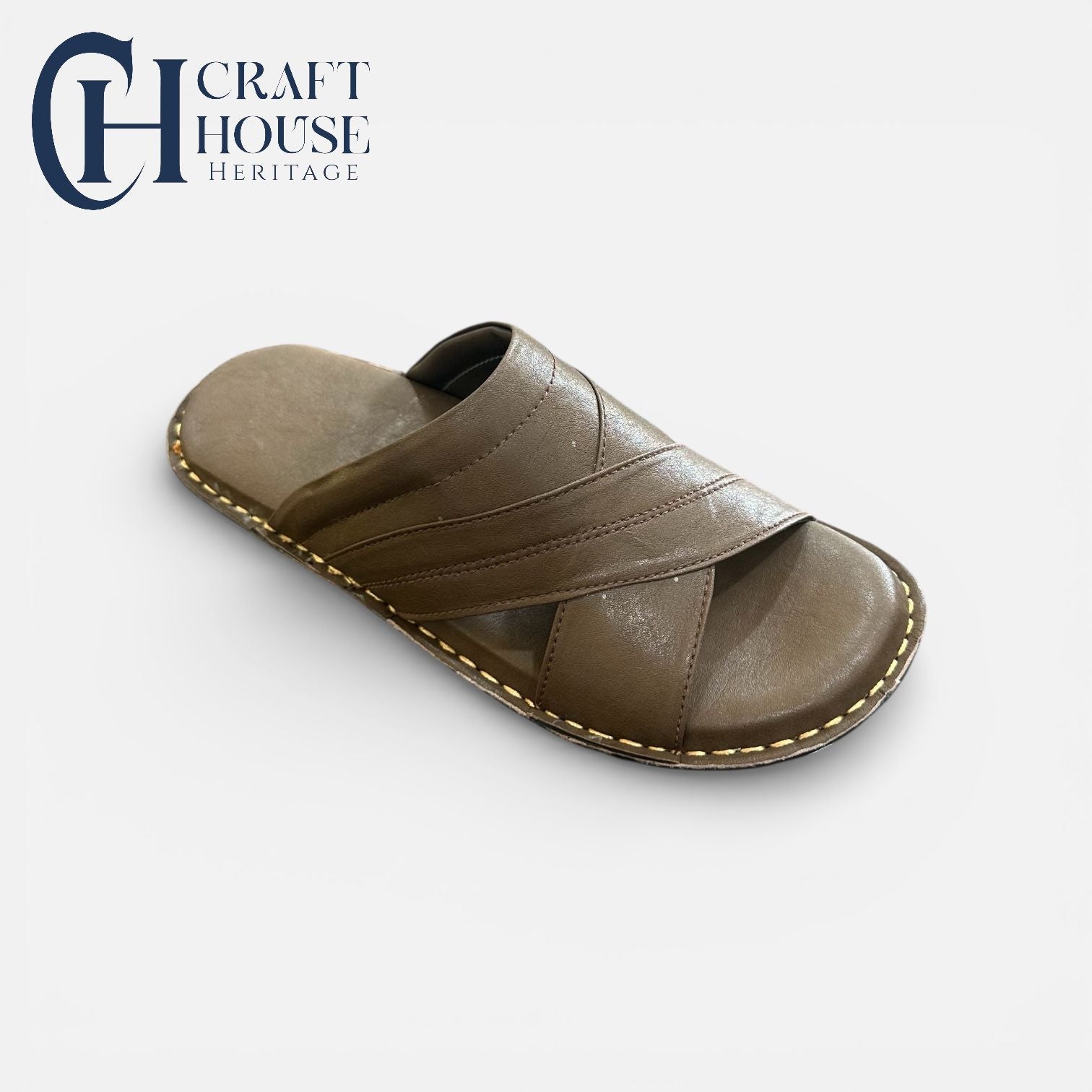 Handmade Leather Medicated Slippers for Men – Soft Sole Comfortable Daily Wear - D3 Brown