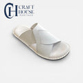 Handmade Leather Medicated Slippers for Men – Soft Sole Comfortable Daily Wear - LB White